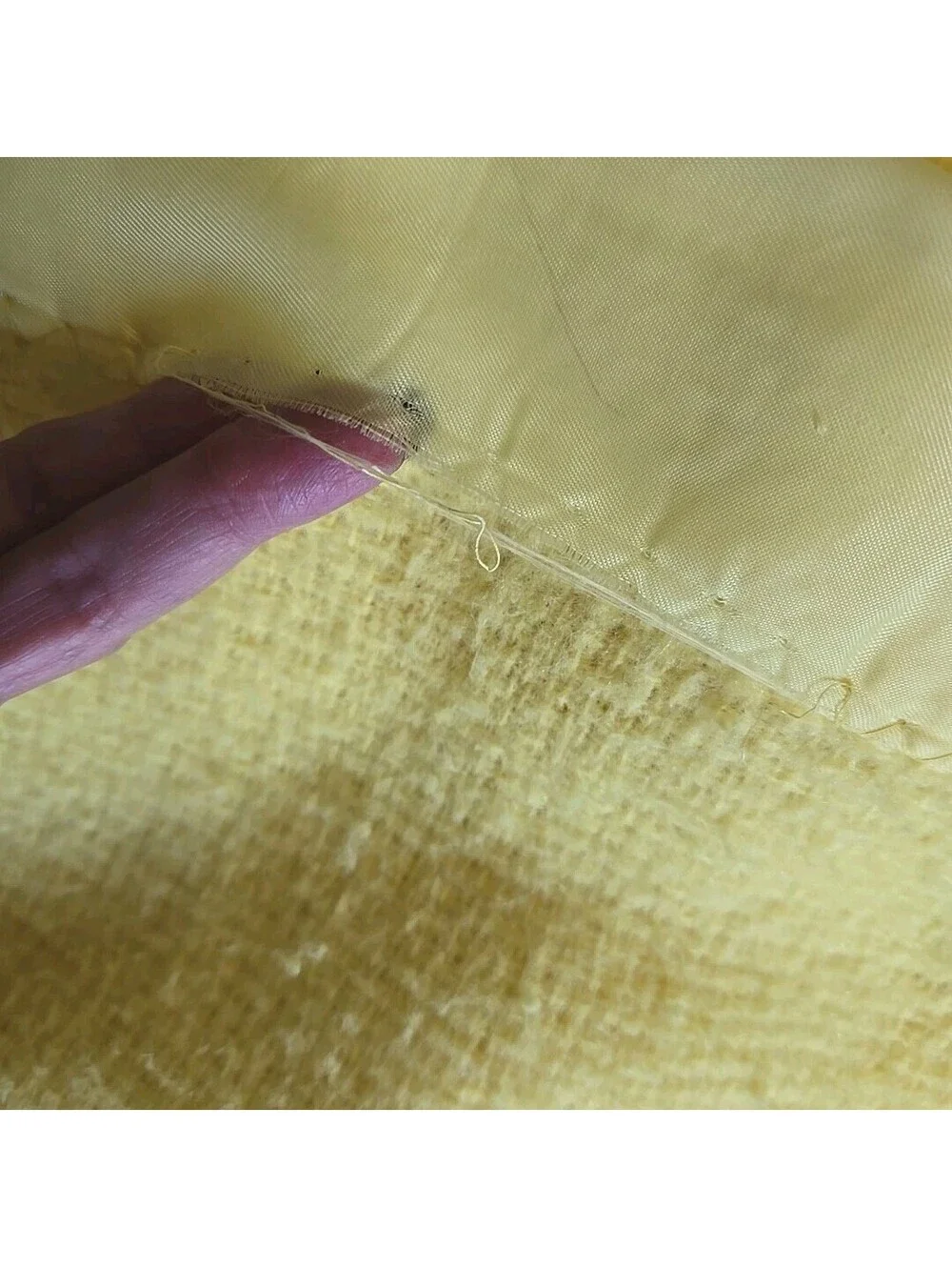 Blanket Steven Utica Lemon Yellow Waffle Weave Acrylic Satin Trim 78x97